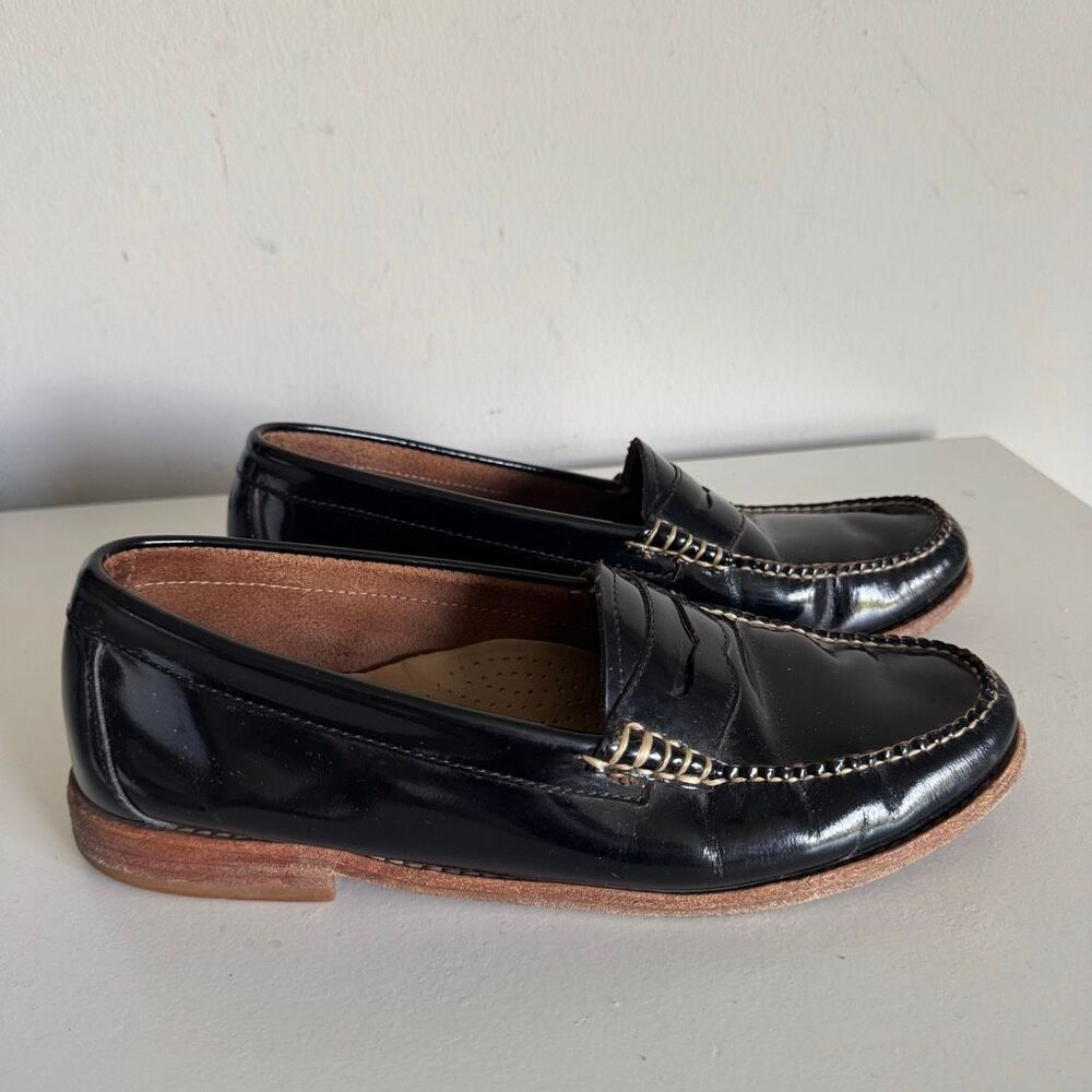 Bass Weejuns Black Patent Leather Penny Loafers Size 9.5 - Picture 4 of 9